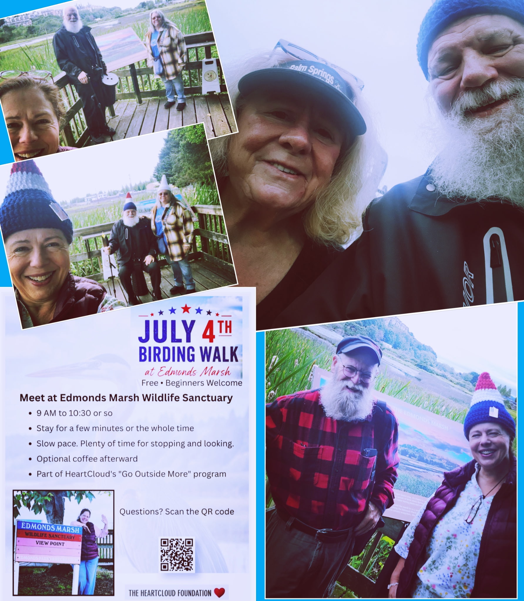 Friends gathered for the July 4th Birding Walk at Edmonds Marsh